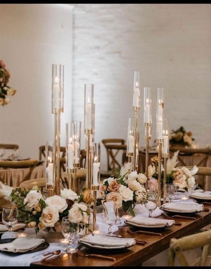 35in 10 Set Gold Candelabra Candle Centerpieces for Tables Candlesticks Holder Wedding Centerpieces Table Decorations Fit 0.9" LED Candle