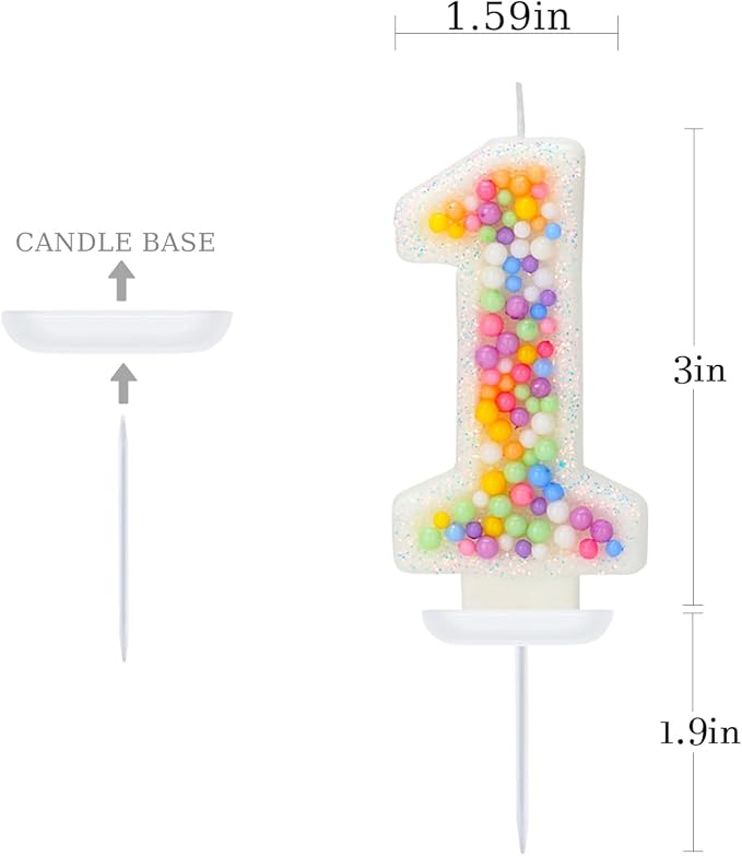 Birthday Candles for Boys/Girls - Number 1 Candle, Colorful Macaron Candles, 1st Birthday Candle, Cake Decorations, Theme Party Supplies