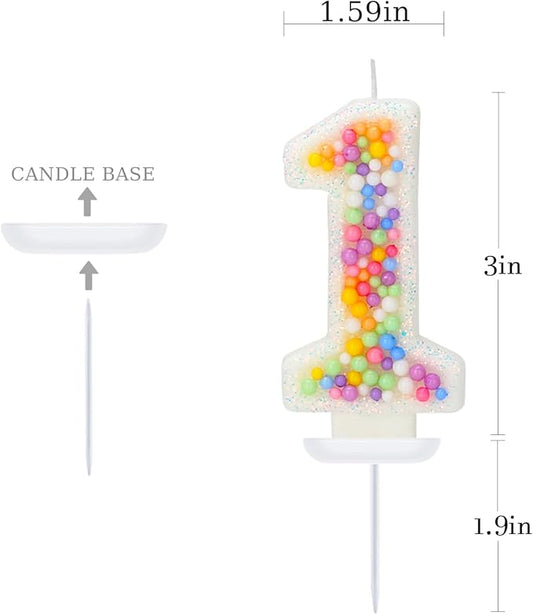 Birthday Candles for Boys/Girls - Number 1 Candle, Colorful Macaron Candles, 1st Birthday Candle, Cake Decorations, Theme Party Supplies