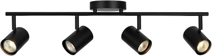 GLOBE Electric 64000119 4-Light Plug-in Track Lighting, Matte Black Finish, Adjustable Heads, Wall or Ceiling Mount, Modern Industrial Design