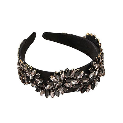 Rhinestone Headbands for Women, Baroque Crystal, Jeweled Decorative Headbands for Girls. (Black)