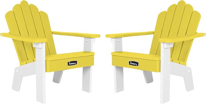 FUNBERRY Kids Outdoor Chair, CPC Certified HDPE Kids Adirondack Chairs Set of 2, All Weather Easy Installation Toddler Outdoor Chair with Ergonomic Design for Patio, Garden, Picnic, Backyard, Beach