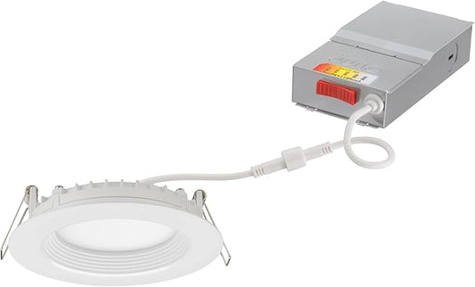Juno LED Recessed Lights 4 Inch Round Wafer Downlight, 5-in-1 Switchable White Color Temperature, 120 Volts, 4-Inch Regressed Trim, Matte White (WF4 SWW5 90CRI CP6 MW M2)