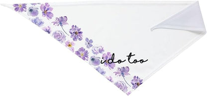 I Do Too Dog Wedding Bandana,Married Puppy Pet Bandanas Accessories,Wedding Photo Prop for Dog Lover Pet Scarf Accessories (Purple Flowers)