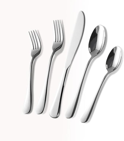 Silverware Set 30-Piece, Stainless Steel Flatware Cutlery Set for 6, Mirror Polished, Dishwasher Safe, Tableware Set for Home, Kitchen, Wedding, Party