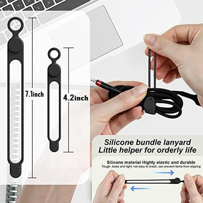 Silicone Cable Ties, Cord Organizer Cable Management,2Sizes-Black