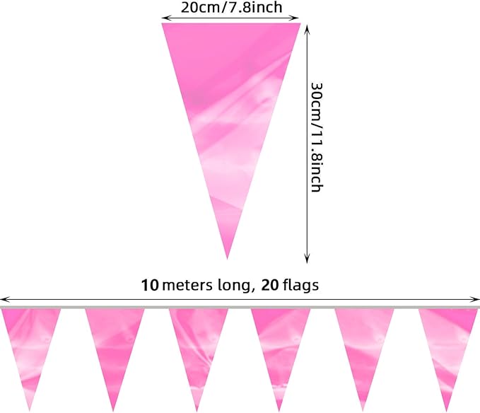 130FT Pink Glitter Triangle Pennant Banner Flag Metallic Bunting Fabric Garland for Christmas Graduation Wedding Engagement Anniversary Bachelorette Birthday Bridal Shower Valentine's Party Decor