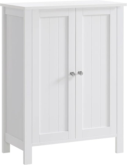 VASAGLE Floor Storage Cabinet, Freestanding Storage Unit with 2 Adjustable Shelves, for Bathroom Living Room Dining Kitchen, 11.8 x 23.6 x 31.5 Inches, Cloud White UBCB60WV1