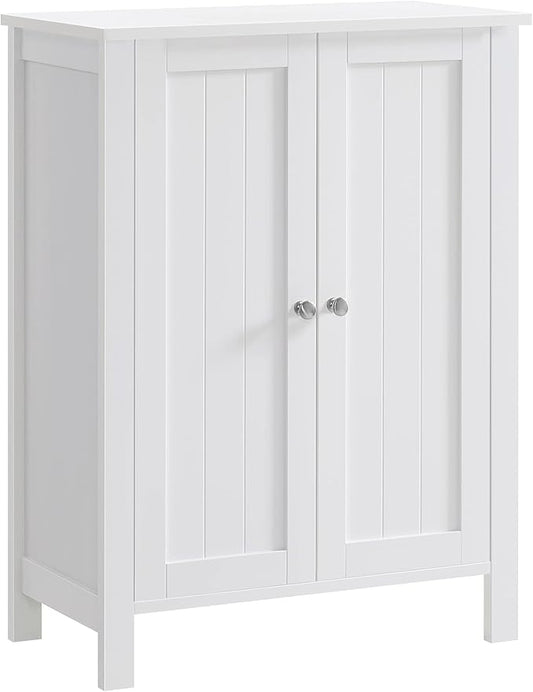 VASAGLE Floor Storage Cabinet, Freestanding Storage Unit with 2 Adjustable Shelves, for Bathroom Living Room Dining Kitchen, 11.8 x 23.6 x 31.5 Inches, Cloud White UBCB60WV1