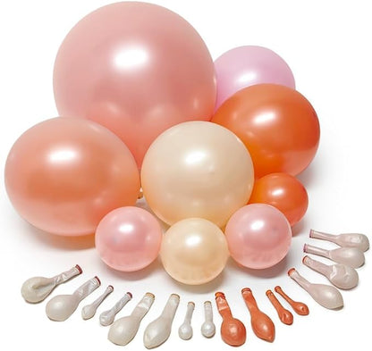 Pink Orange Balloons Double Stuffed Pearl Balloon Arch Latex Rose Light Pink Nude Balloon Garland for Birthday Thanksgiving Baby Shower Wedding Bridal Shower Fall Party Home Decoration
