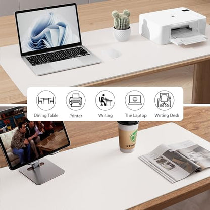 Aothia Faux Leather Desk Mat - Non-Slip PU Leather Desk Blotter, Waterproof Writing Surface, Large Desk Pad for Office & Home (Off-White, 55" x 24")
