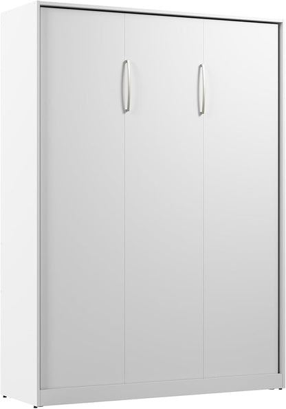 Bestar Claremont 59W Full Murphy Bed in White, Sleeping Arrangement for Multipurpose Area, Bedroom, Guest Room, or Living Room
