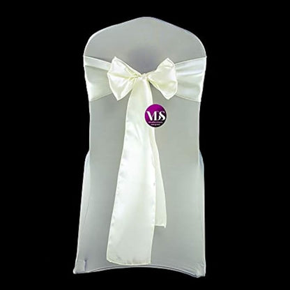VDS Satin Chair Sashes Chair Cover Back Tie Sateen Bows Ribbon for Wedding Birthday Graduation Engagement Ceremony Event Party Banquet Venue Hotel All Dining Chair Decoration (50PC) (Ivory)
