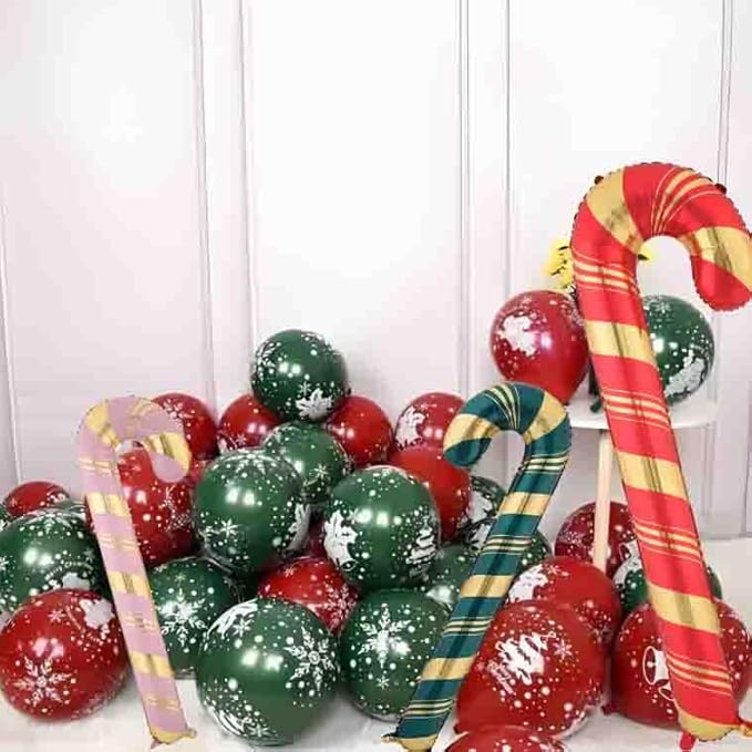 Christmas Ballooons Set Large Christms Cane Balloons Colorful Christmas Candy Size Combination Balloons for Christmas-Themed Party Birthday Party Supplies Decorations 8 PCS