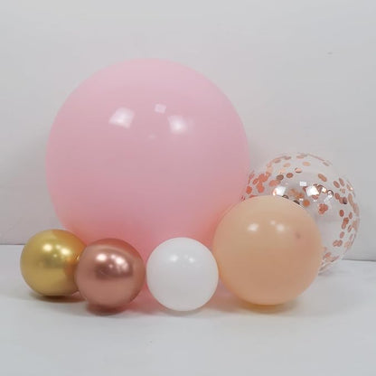 Rose Gold Balloons Arch Garland Kit 164pcs Pastel Pink Chrome Gold Balloon in Different Sizes with Confetti Balloons for Mothers Day Bridal Shower Princess Girl Birthday Baby Shower Party Decorations