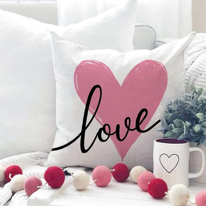 GEEORY Valentines Day Pillow Covers 18x18 Set of 4 Love Heart Valentines Pillows Decorative Throw Pillows Cushion Cases Valentine Decorations Valentines Day Deocr Pink