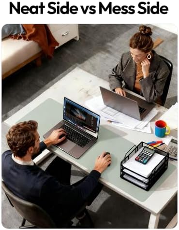 YSAGi Leather Desk Protector, Office Mat, Large Mouse Mat, Non-Slip PU Leather Blotter, Laptop Desk Mat, Waterproof Writing Pad for Office and Home(Grayish Green, 63" x 17.2")