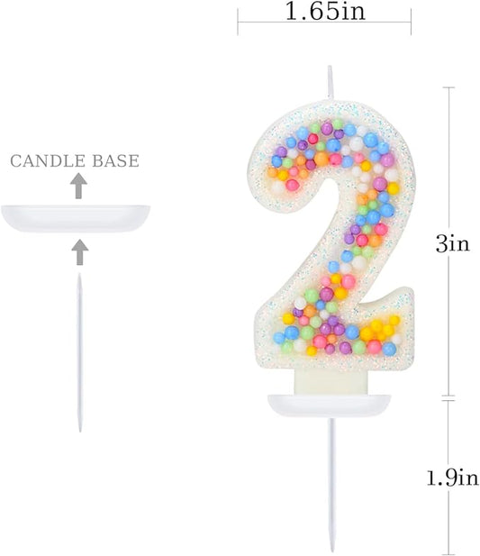 Birthday Candles - Number 2 Candle, Colorful Macaron Candles, Birthday Candles for Boys/Girls, Cake Decorations, Theme Party Supplies