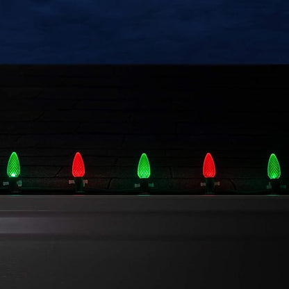Wintergreen Lighting 50 C9 OptiCore LED Commercial Outdoor Christmas Lights – Heavy Duty Christmas String Lights; Green Wire (50 ft, Red/Green)