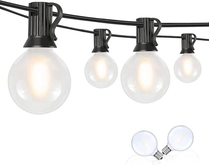 50Ft LED Outdoor Patio String Lights - Waterproof Globe Lights with 52 Shatterproof Frosted Bulbs, Connectable for Wedding, Party, Christmas & Garden Decor, Black Wire