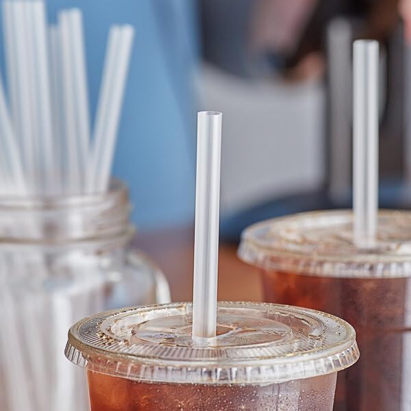 7 3/4" Giant Translucent Unwrapped Straw - 300/Box
