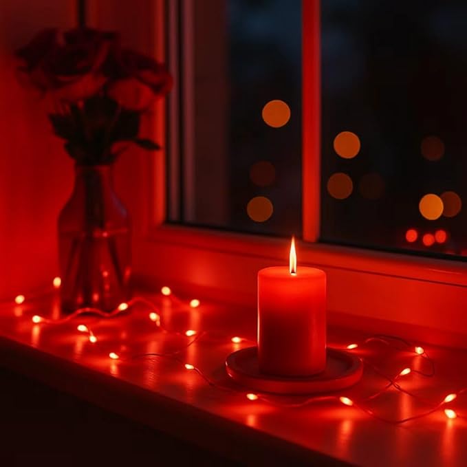 6 Pack Fairy Lights Battery Operated with Timer Silver Wire Mini 13FT 40LED Waterproof Cuttable Twinkle Christmas String Lights for Home Bedroom Wedding DIY Centerpiece Birthday (Red)
