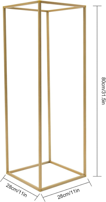 Gold Flower Stand, 5PCS Metal Column Geometric Flower Stand Floor Vase Tables Centerpieces Gold Tall Floral Display Rack Decorations Reception Floral Center Pieces for Wedding T-Stage Bar