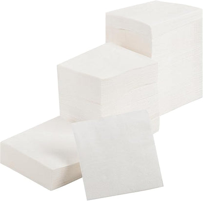 1000 PCS Napkins 2 Ply 4.9" X 4.9" Plain White Beverage Napkins Disposable Four Folded Cocktails Paper Napkins Folded