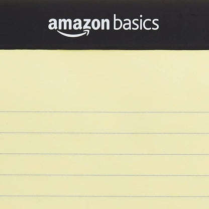 Amazon Basics Wide Ruled Lined Writing Pads, 8.5" x 11.75", Canary, 12-Pack of 50 Perforated Sheets, Sturdy Backing