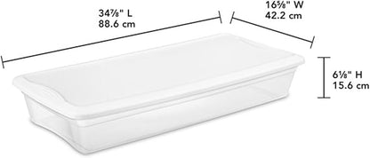Sterilite 24-Pack 41 Quart Storage Box, Stackable Clear Plastic Bins with Snap-On Lids - Heavy-Duty Organizing Containers for Closet, Bathroom, and Office