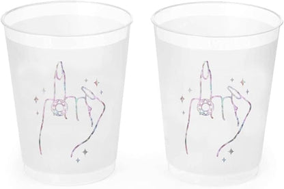 xo, Fetti Bachelorette Party Ring Finger Reusable Cups - 16 Frost Flex Cups | Bach Party Drinkware, Cute Bridal Shower Supplies, Engagement Reusable Cups, Bride To Be Decorations, Bridesmaids Favors