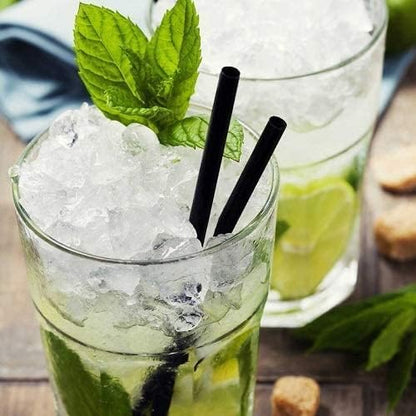 500Pcs Black Disposable Straws，8.27’’ Straight Flat Straw,0.16‘’ Diameter, For Kitchen,Bar,Club,Drinks, Milk, Soda, Party, Whiskey (500, 8.27'')