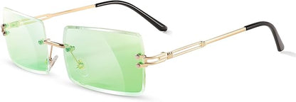 FEISEDY Vintage Rimless Sunglasses Rectangle Frameless Candy Color Glasses Women Men B2642