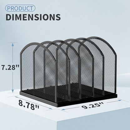 Gawerk 5-Section Vertical Desktop Organizer, 5-Section Mesh File Folder Stand Sorter for Office Home Classroom Organization