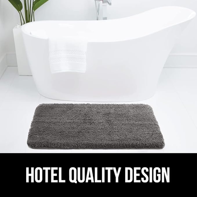 GORILLA GRIP Bathroom Rugs, 30x20, Ultra Soft Absorbent Mat, Thick Plush Bath Rug, Machine Washable, Microfiber Quick Dry, Mats for Shower, Bathtub and Floor, Home Decor Accessories, Grey
