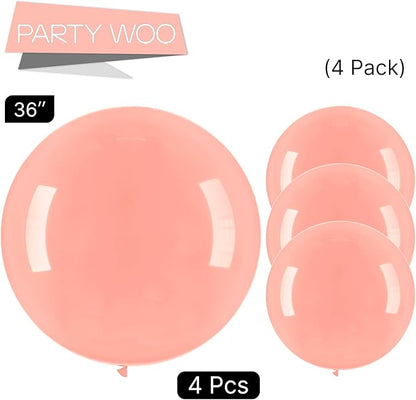 PartyWoo Pastel Orange Balloons 4 pcs 36 Inch Extra Large Big Jumbo Giant Baby Pale Light Peach Orange Pink Latex Helium Balloons for Baby Shower Gender Reveal Birthday Party Decorations Orange-Q02