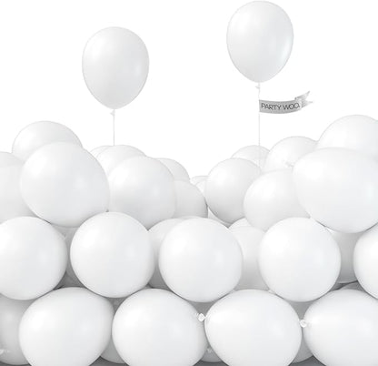 PartyWoo Balloons, 50 pcs 5 Inch Matte White Balloons, for Balloon Garland or Balloon Arch as Party Decorations, Wedding Decorations, Neutral Baby Shower Decorations, White-Y13
