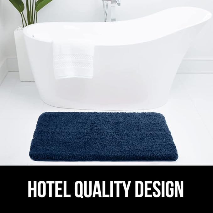 GORILLA GRIP Bathroom Rugs, 60x24, Ultra Soft Absorbent Mat, Thick Plush Bath Rug, Machine Washable, Microfiber Quick Dry, Mats for Shower, Bathtub and Floor, Home Decor Accessories, Navy Blue