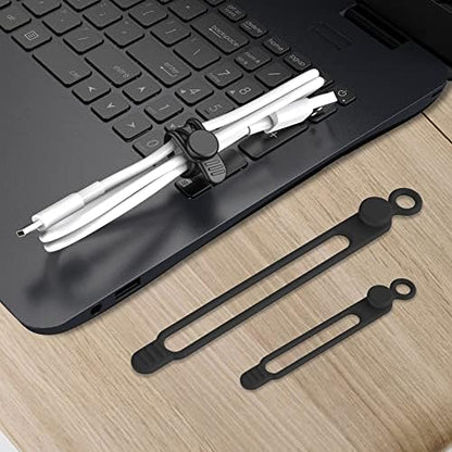 Silicone Cable Ties, Cord Organizer Cable Management,2Sizes-Black