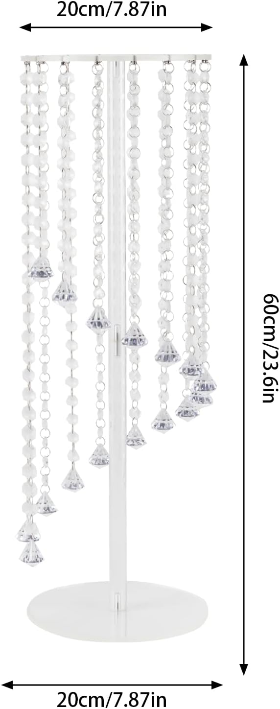 10 Pcs Crystal Flower Stand 23.6in Height Wedding Centerpieces for Table Clear Tall Floral Vases with Thickened Acrylic for Wedding, Birthday, Party, and Dessert Table Decoration