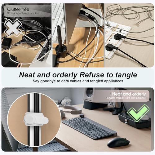 Silicone Cable Ties, Cord Organizer Cable Management, Black White