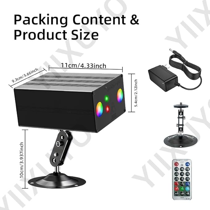 Party Lights Dj Disco Light Disco Ball Stage Strobe Lights RGB/LED Projector Sound Activated with Remote Control for Parties Xmas Club Bar Gift Birthday Rave，Film Stage Lighting Apparatus.