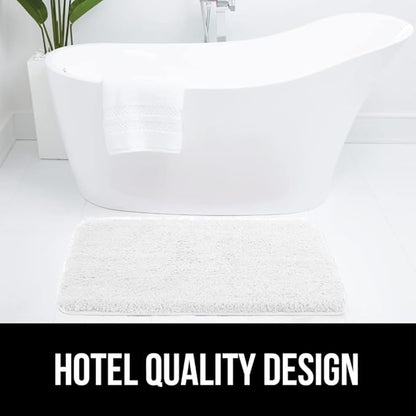 GORILLA GRIP Bathroom Rugs, 36x24, Ultra Soft Absorbent Mat, Thick Plush Bath Rug, Machine Washable, Microfiber Quick Dry, Mats for Shower, Bathtub and Floor, Home Decor Accessories, White