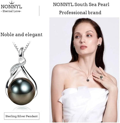 Gifts for Women Wife-Tahitian-Black-Pearl-Necklace-Gift for Wife Wedding Birthday Anniversary Jewelry-Mom Girlfriend Her Mothers Day Gifts for Mom Women Valentines Christmas Day