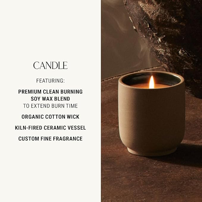 Homecourt Luxury Scented Candle, 60-Hour Burn Time, Soy Wax Blend & Organic Cotton Wick, Kiln-Fired Reusable Ceramic Vessel, Neroli Leaf, 8 oz