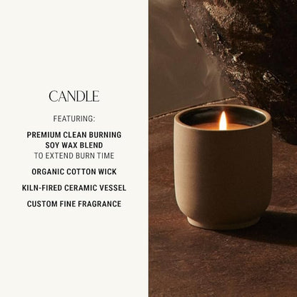 Homecourt Luxury Scented Candle, 60-Hour Burn Time, Soy Wax Blend & Organic Cotton Wick, Kiln-Fired Reusable Ceramic Vessel, Cipres Mint, 8 oz
