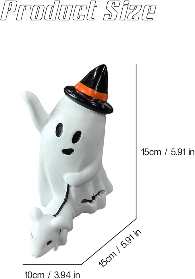 Halloween Ghost Figurine - Spooky Resin Statue, Cute Finger Ornaments, Perfect for Indoor & Porch Halloween Decor (E)