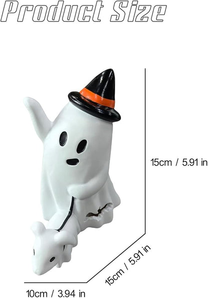 Halloween Ghost Figurine - Spooky Resin Statue, Cute Finger Ornaments, Perfect for Indoor & Porch Halloween Decor (E)