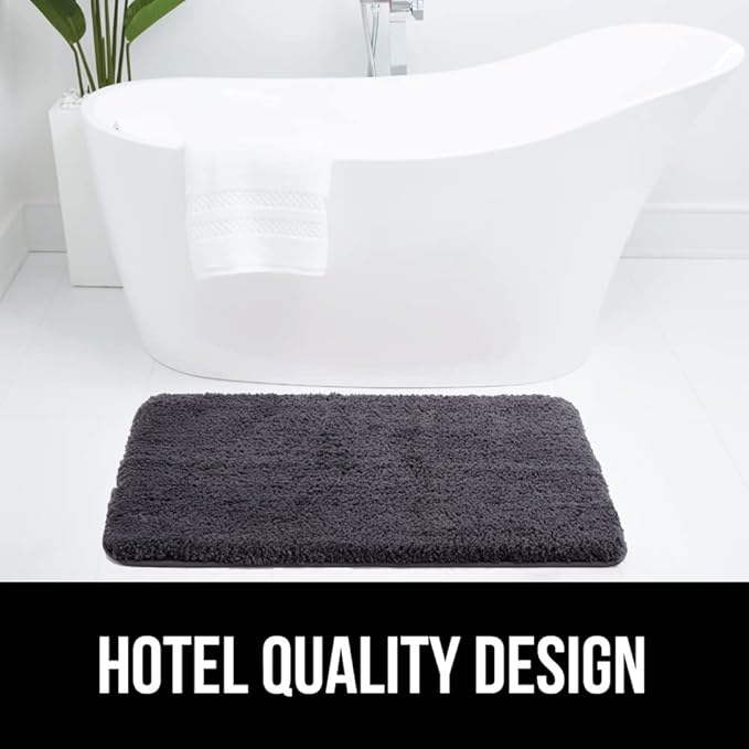 GORILLA GRIP Bathroom Rugs, Ultra Soft Absorbent Mat, Thick Plush Bath Rug, Machine Washable, Microfiber Quick Dry, Mats for Shower, Bathtub and Floor, Home Decor Accessories, 24x17, Charcoal