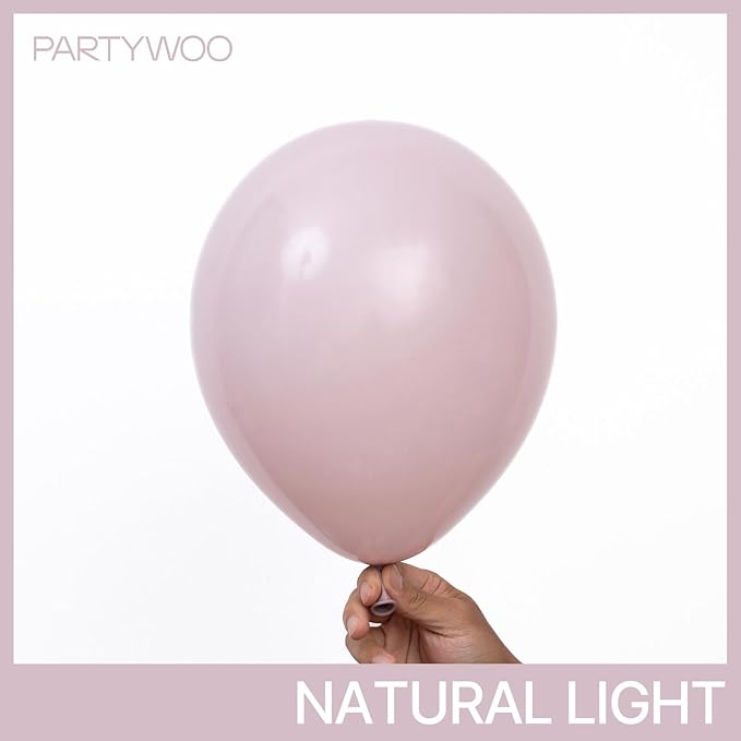 PartyWoo Dusty Pink Balloons 101pcs 12 Inch Boho Blush Lilac Pink Latex Helium Balloons for Princess Birthday Baby Shower Graduation Gender Reveal Anniversary Bachelorette Party Decorations Pink-F54